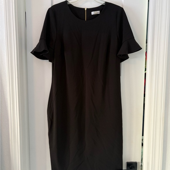 Calvin Klein Black Midi Dress with Ruffle Sleeves - Picture 4 of 5
